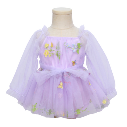 Baby Meisjes Prinsessenjurk met Bloemen en Haarband Lila