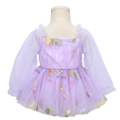 Baby Meisjes Prinsessenjurk met Bloemen en Haarband Lila
