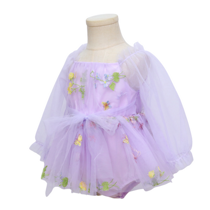 Baby Meisjes Prinsessenjurk met Bloemen en Haarband Lila