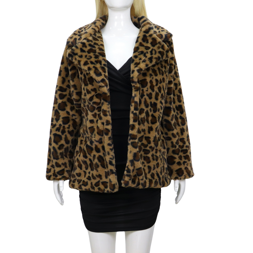 Dames Faux Bontjas panterprint