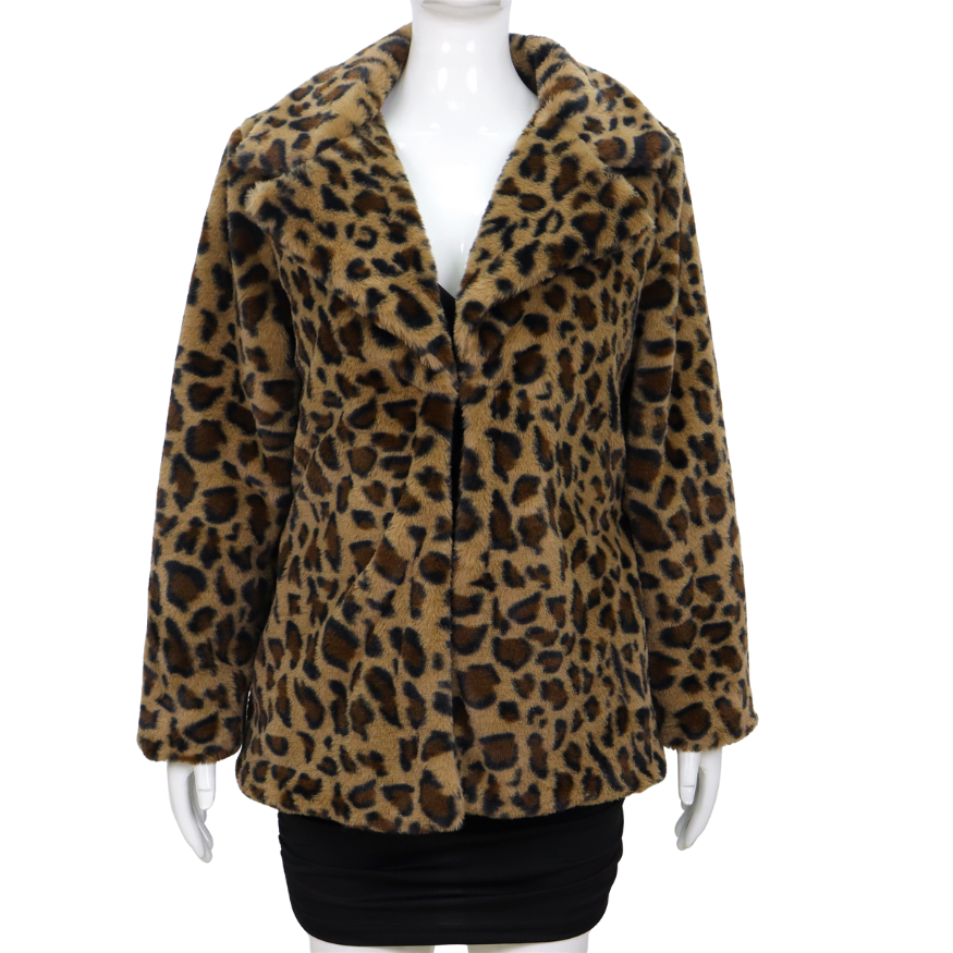 Dames Faux Bontjas panterprint