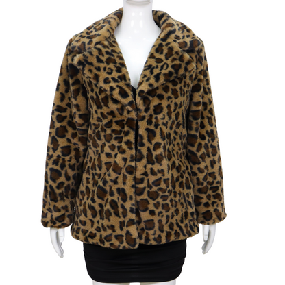 Dames Faux Bontjas panterprint