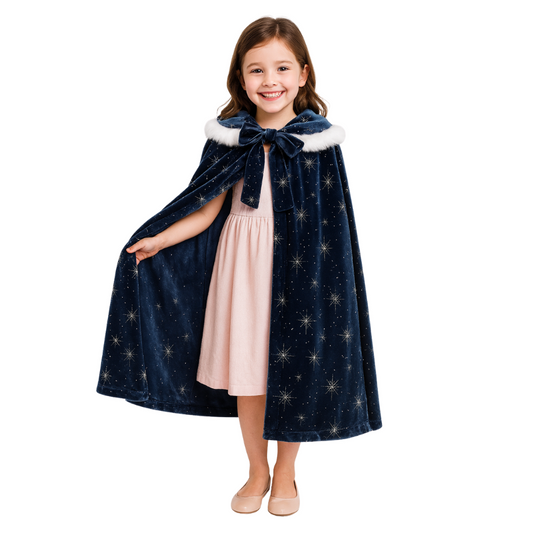 Luxe Winter Prinsessen Cape Donker Blauw