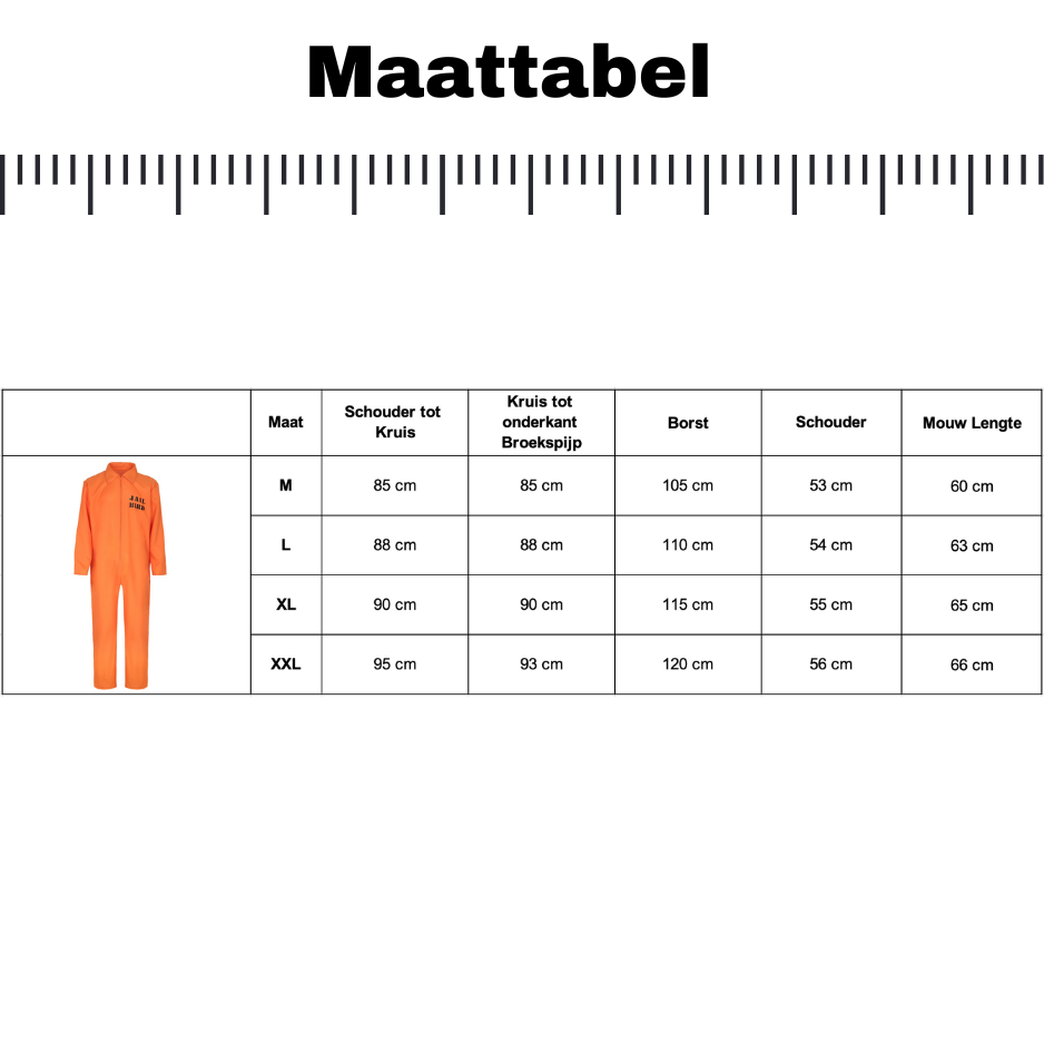 Oranje overall Boevenpak Heren