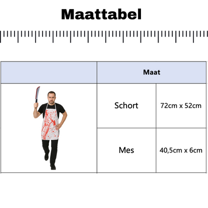 Verkleedset Schort met Bloedspetters + Mes