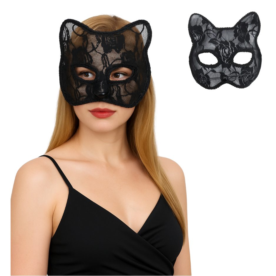 Zwart Kant Masker Kat