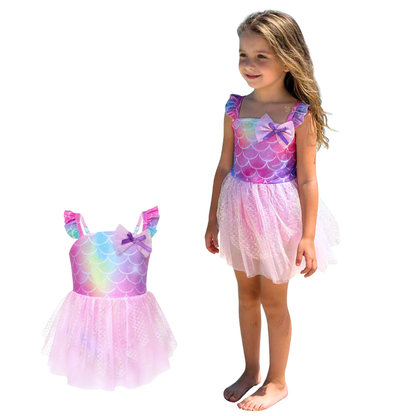 Zeemeermin Badpak Jurkje – Roze Pastel Regenboog