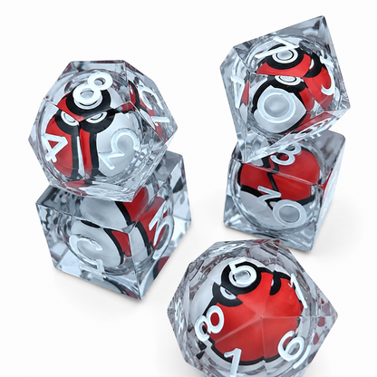 7 delige Liquid Core Resin Dice Set "Poké Core Phantom"