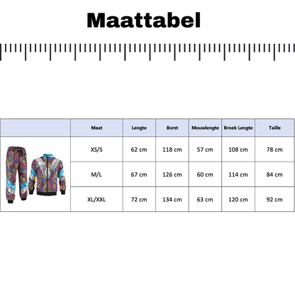 Retro Trainingspak Volwassenen Neon Panter Zebra Print met Metallic