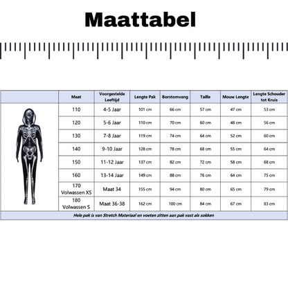 Verkleedpak Skelet Kinderen & Volwassenen