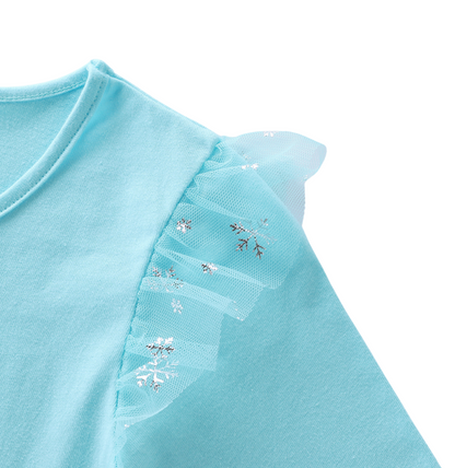 Comfortabele Prinsessenjurk voor Kinderen T-shirt Stof Licht Blauw