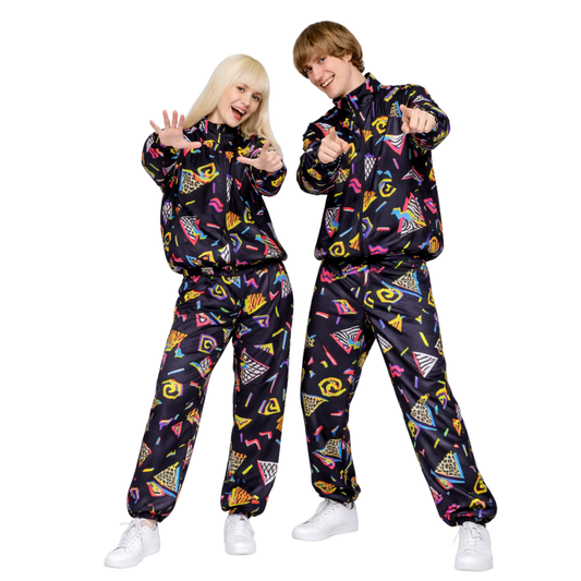 Retro Trainingspak Volwassenen Zwart met Retro Print