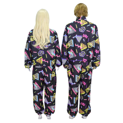 Retro Trainingspak Volwassenen Zwart met Retro Print