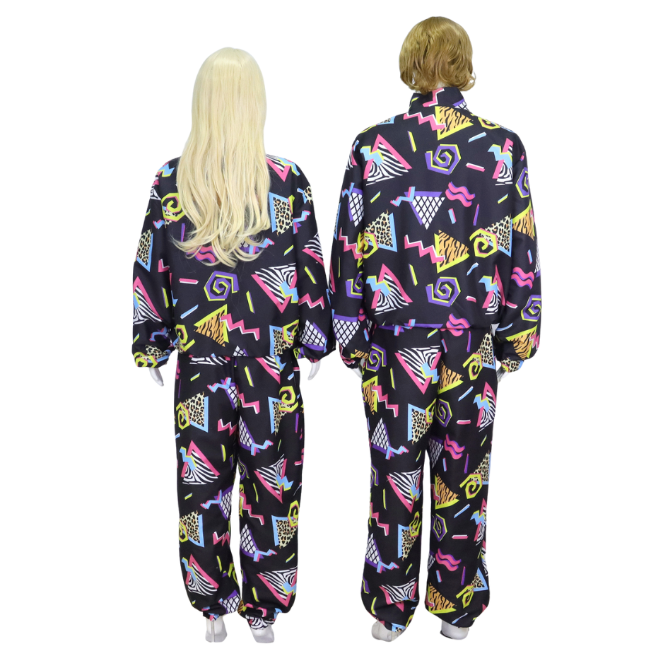 Retro Trainingspak Volwassenen Zwart met Retro Print
