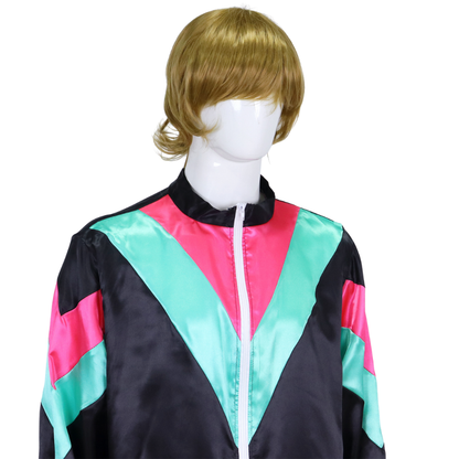 Retro Trainingspak Volwassenen Zwart met Neon Roze & Groen