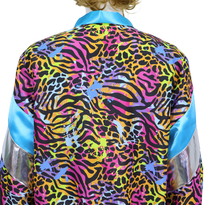 Retro Trainingspak Volwassenen Neon Panter Zebra Print met Metallic