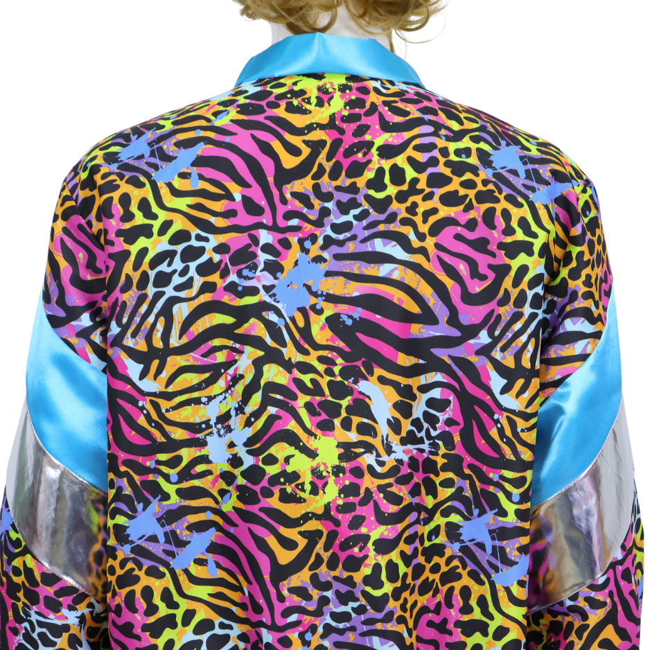 Retro Trainingspak Volwassenen Neon Panter Zebra Print met Metallic