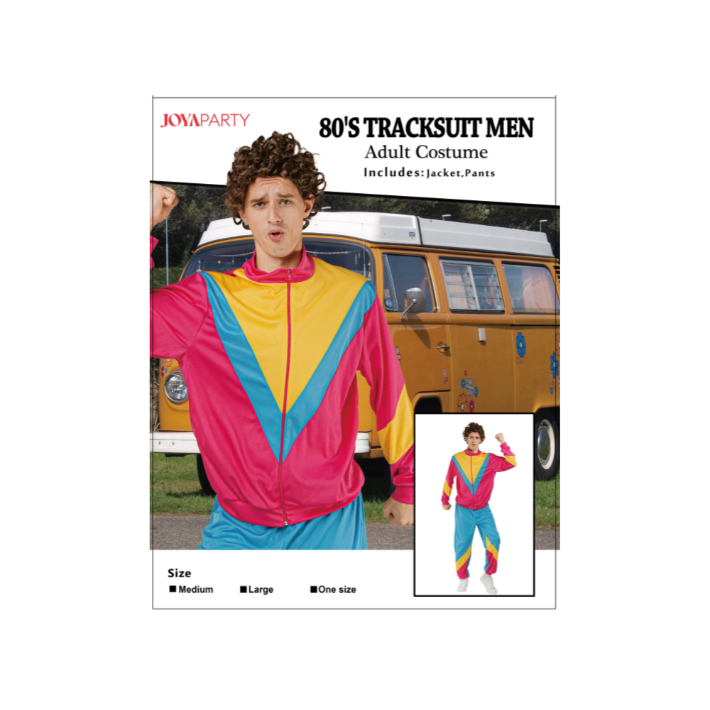 80's Trainingspak Heren Roze/Blauw/Geel