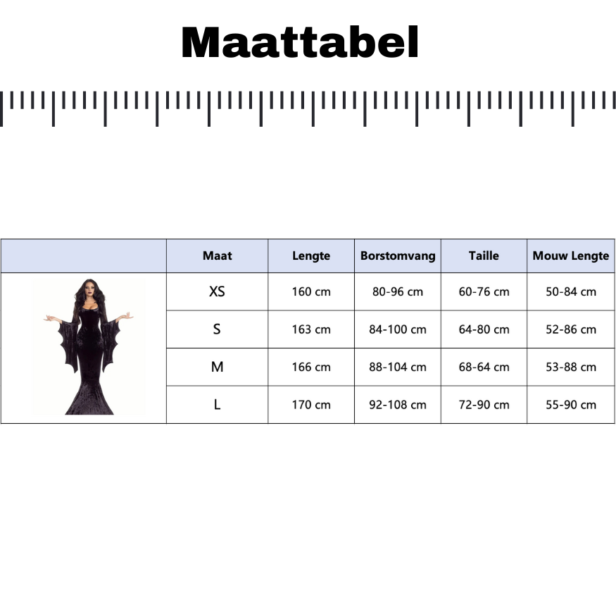 Verkleedjurk Morticia Adams Dames