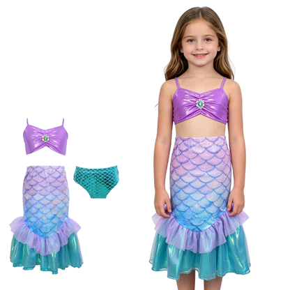 Zeemeermin Bikini Set met Zeemeermin Rok – Paars Blauw