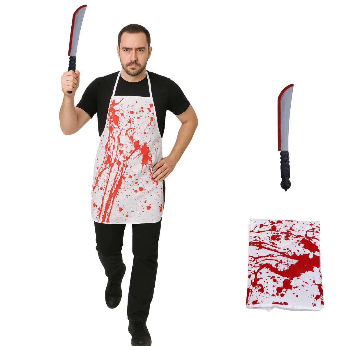 Verkleedset Schort met Bloedspetters + Mes