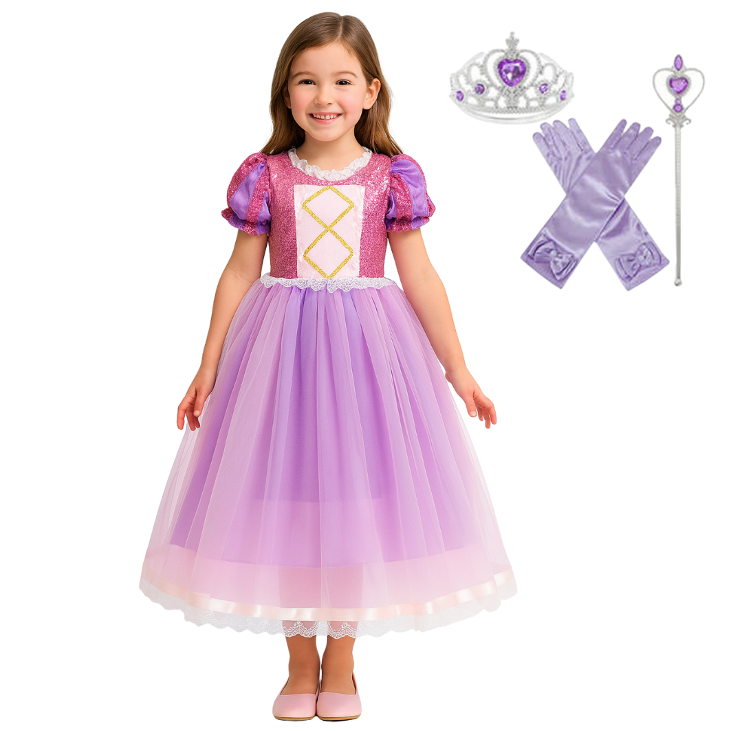 Rapunzel Prinsessenjurk roze en paars