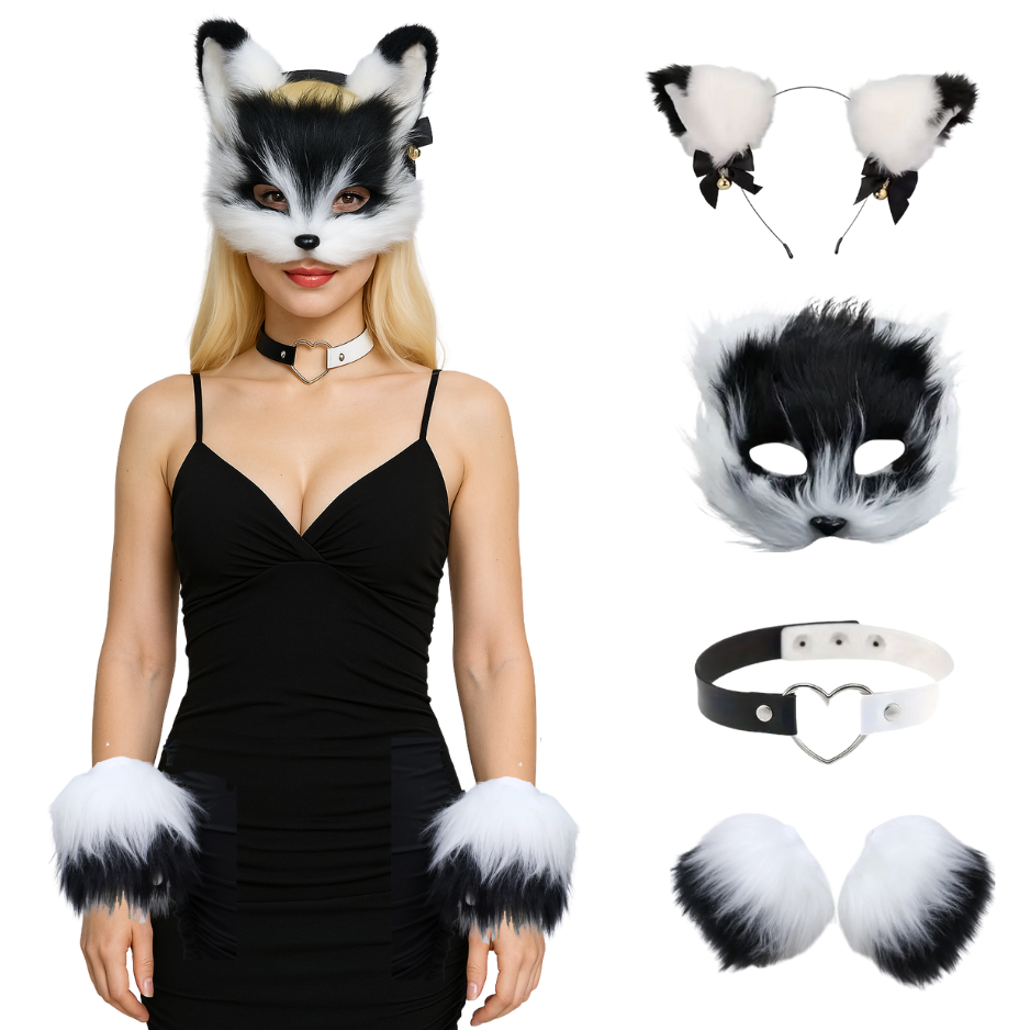 Verkleedset Vos Volwassenen Zwart Wit