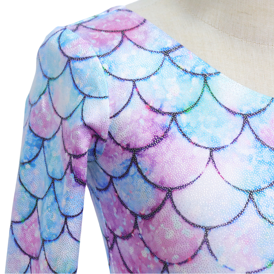 Turnpakje Meisjes met Lange Mouwen Mermaid Schubben met Scrunchie